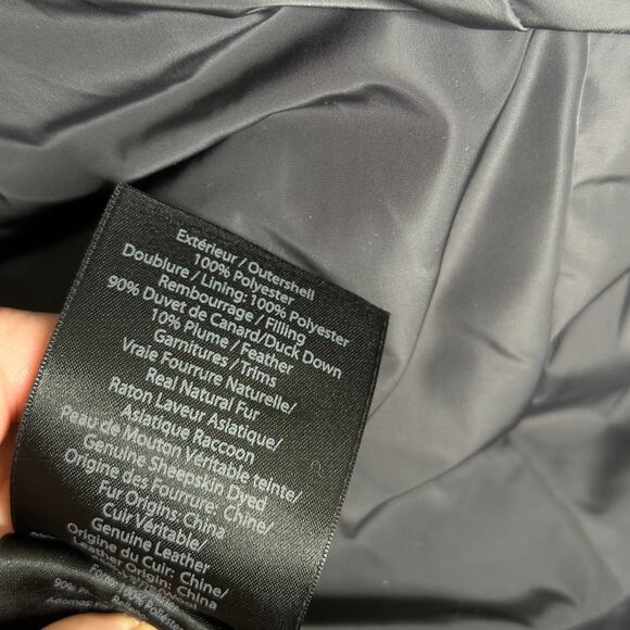 MACKAGE Shailene Down Jacket Slate Blue Racoon Fur Hood Sz M $1450 - Picture 10 of 12